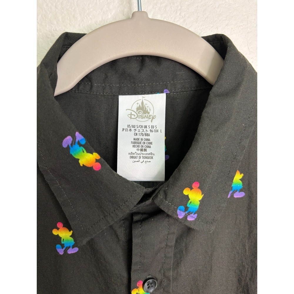 Disney Pride Collection Rainbow Mickey Mouse Black Button Shirt Small Unisex - Picture 4 of 10